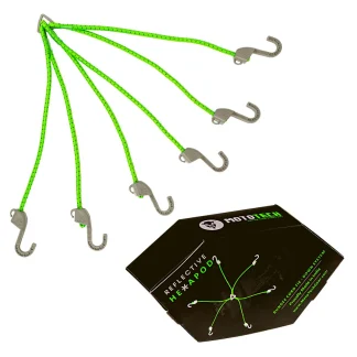 Moto Tech Reflective Hexapod Bungee Cord Tie-down System - 32" / 80cms - Neon + Grey
