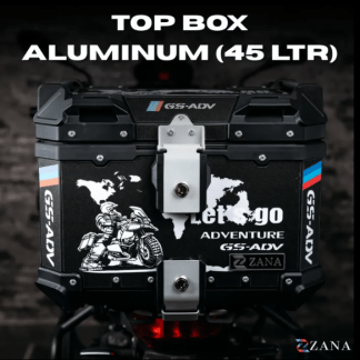 Zana Sticker Top Box Aluminium (45 Ltr) L-flat Black With Back Rest Cushion