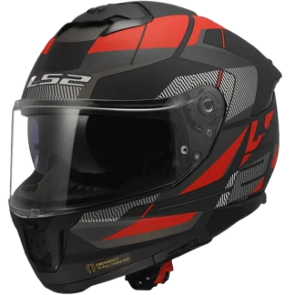 LS2 FF320 STREAM II ROAD GLOSS BLACK TITANIUM RED