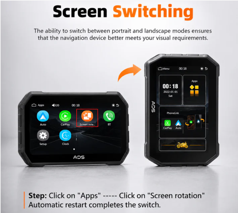 ADS Rover Mini – 5-Inch Wireless CarPlay & Android Auto Smart Display for Motorcycles - Image 3