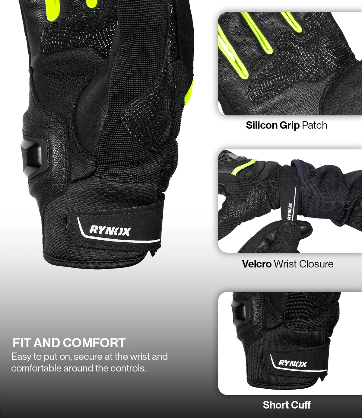 Rynox Striker GT Gloves - Black Hi-Viz Green - Image 7