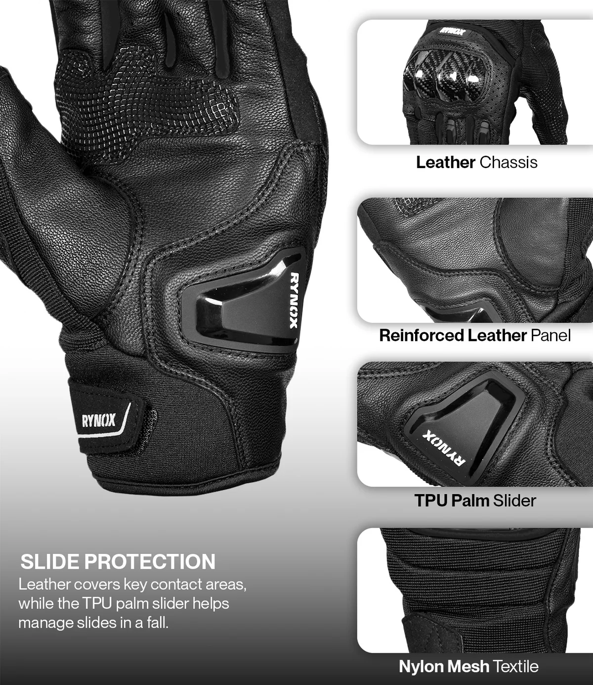 Rynox Striker GT Gloves - All Black - Image 3
