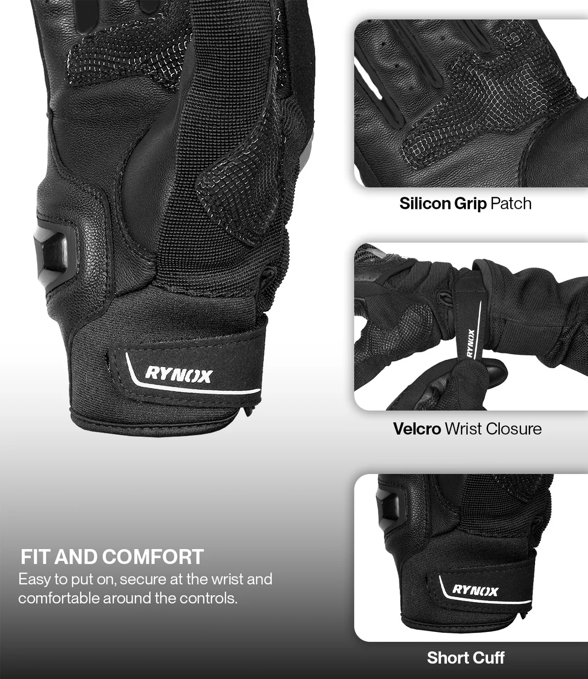 Rynox Striker GT Gloves - All Black - Image 6