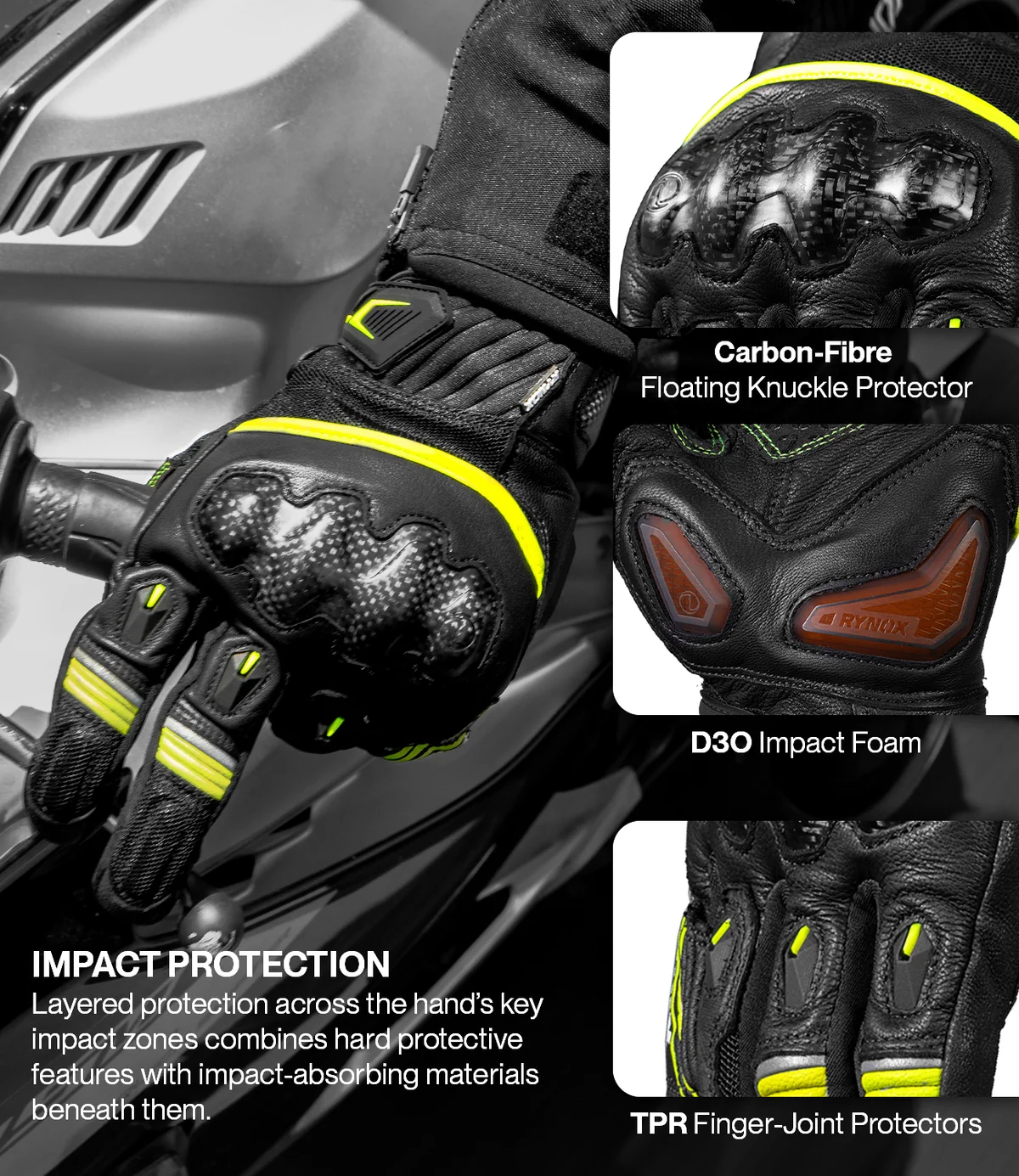 Rynox Tornado Pro 5 Gloves – Hi-Viz Green - Image 2
