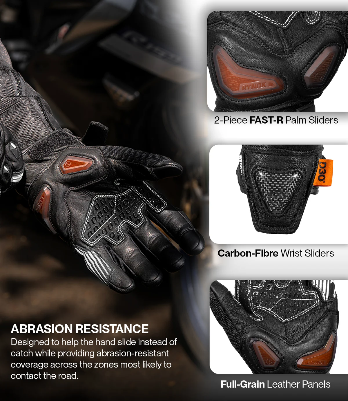 Rynox Tornado Pro 5 Gloves - Black White - Image 3