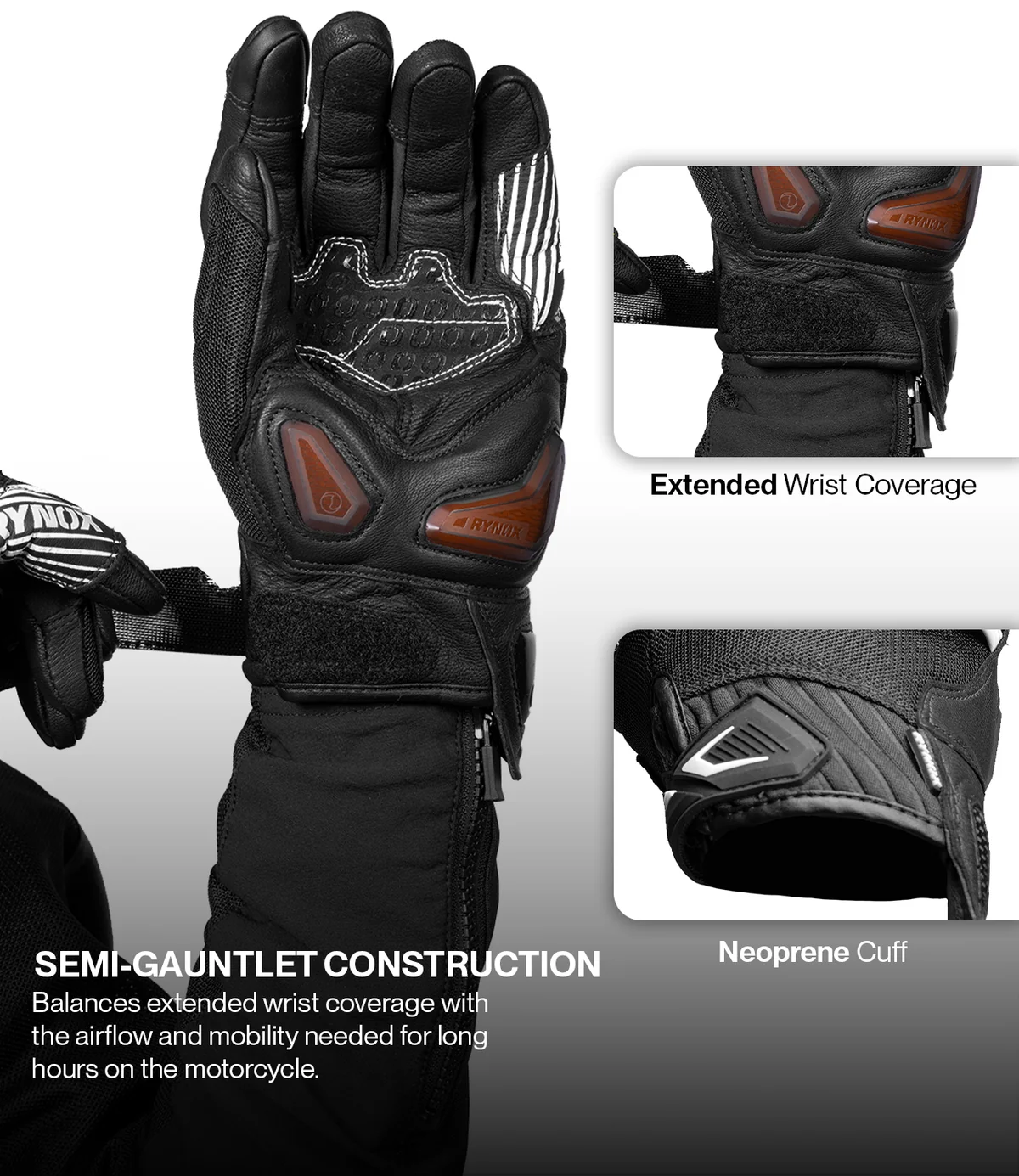 Rynox Tornado Pro 5 Gloves - Black White - Image 11