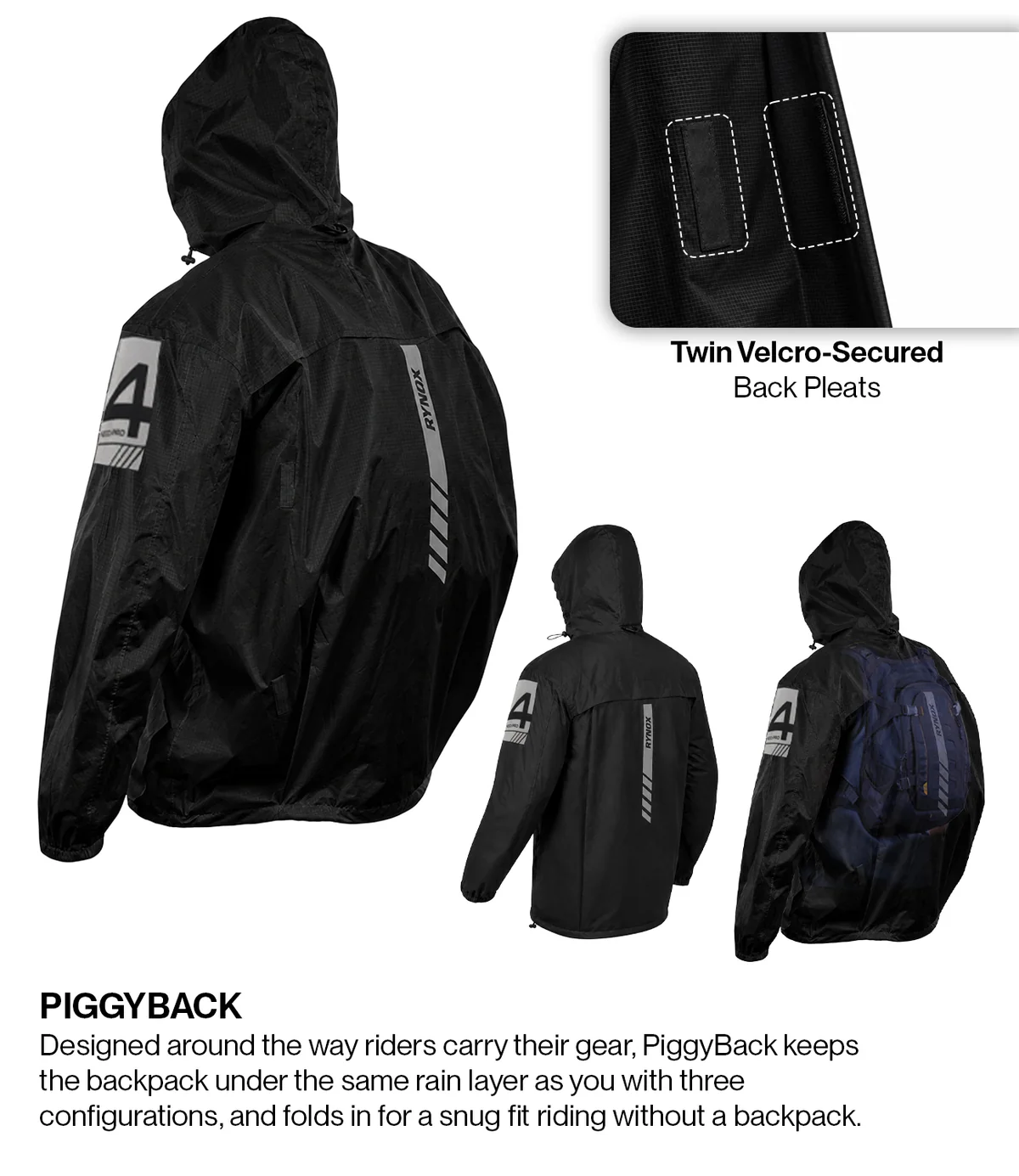 Rynox H2Go Pro 4 rain Jacket Black - Image 3