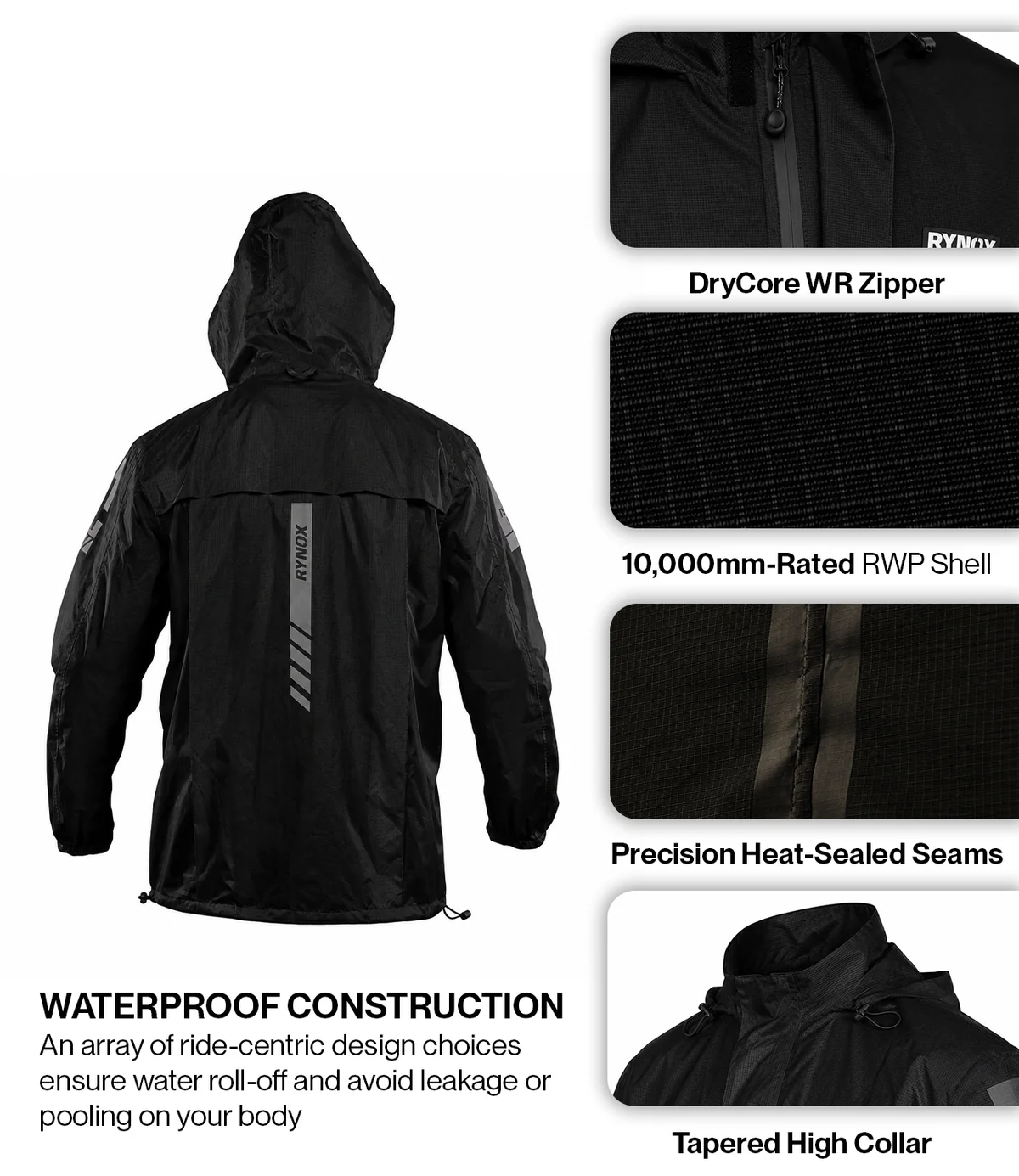 Rynox H2Go Pro 4 rain Jacket Black - Image 5