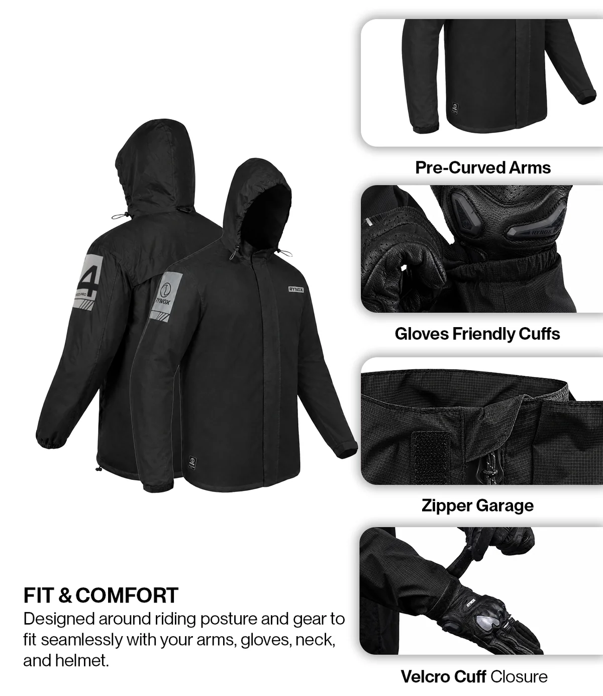 Rynox H2Go Pro 4 rain Jacket Black - Image 7