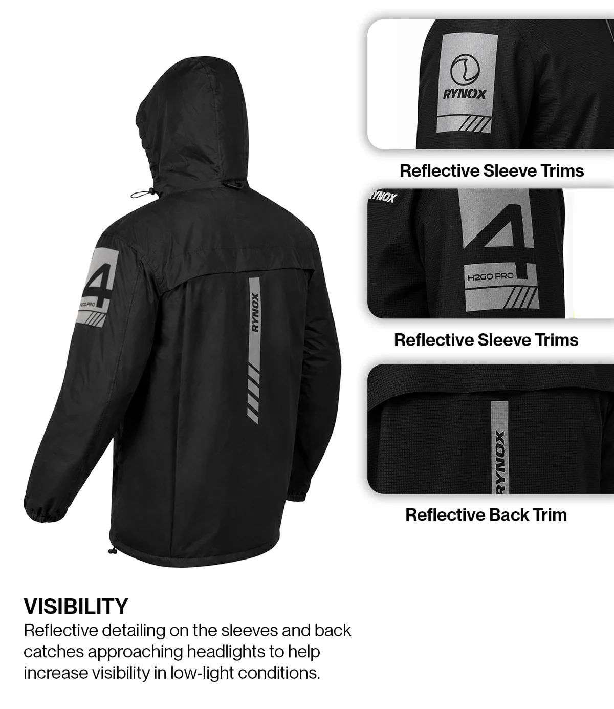 Rynox H2Go Pro 4 rain Jacket Black - Image 8
