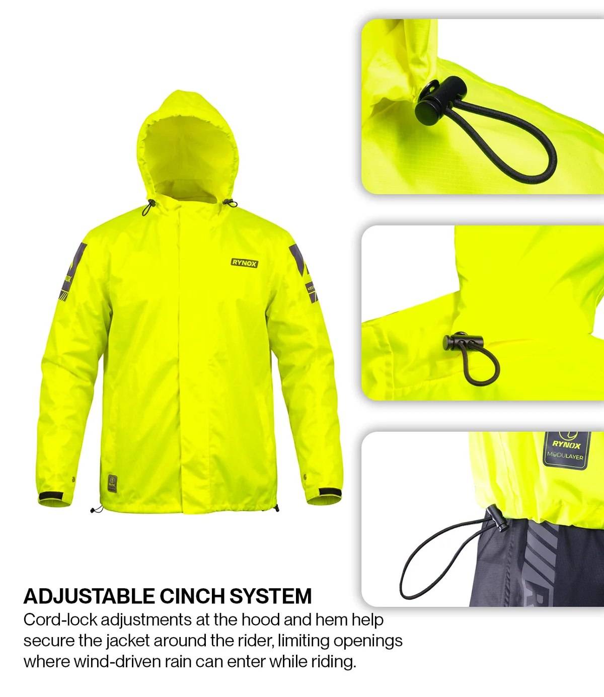 Rynox H2Go Pro 4 rain Jacket Hi-Viz Green - Image 4