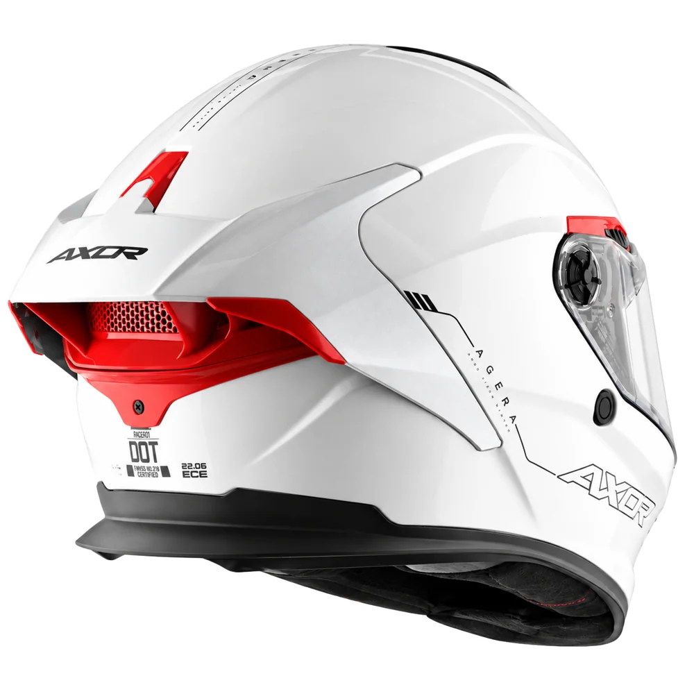 Axor Agera Full Face Helmet With Spoiler - Gloss White - Image 6