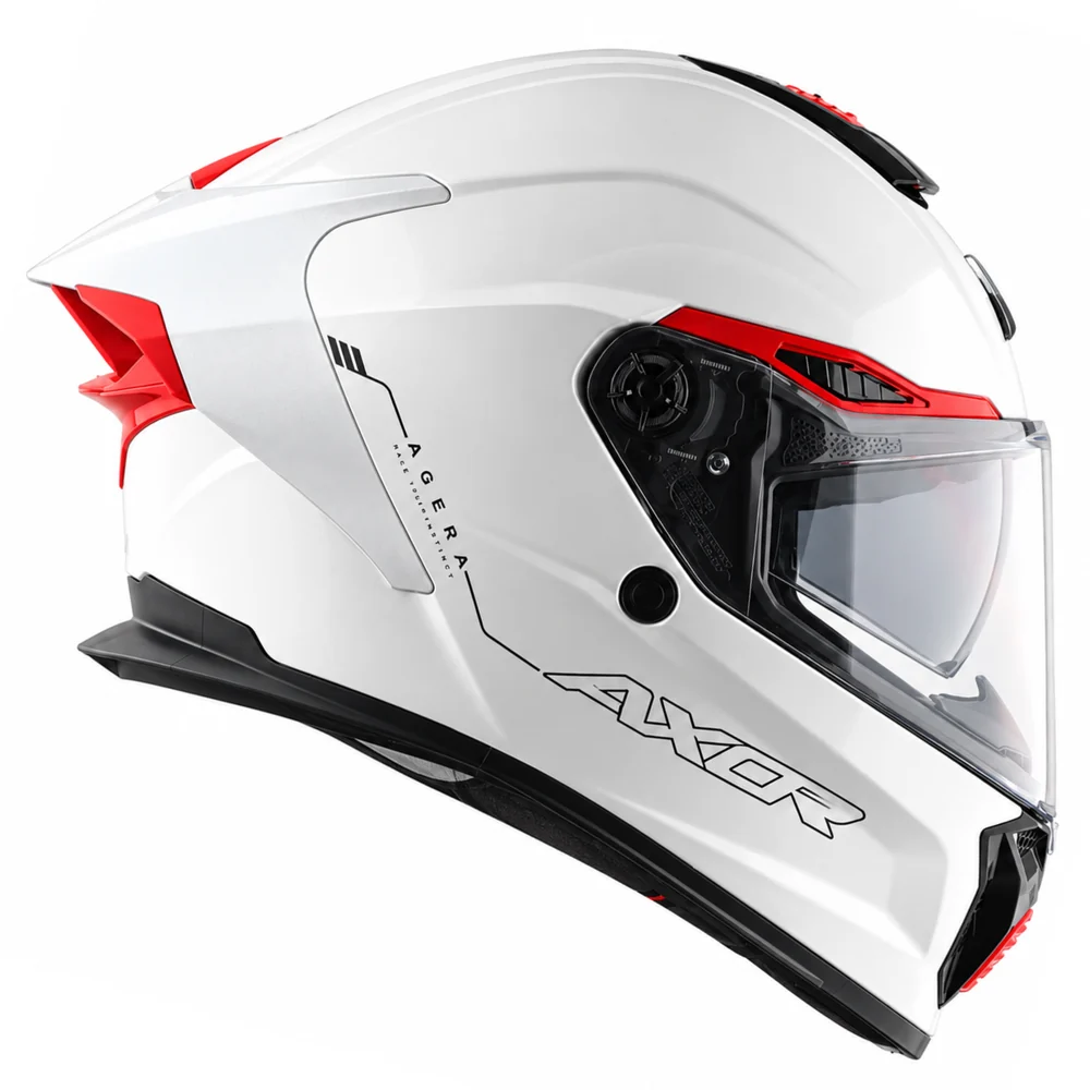 Axor Agera Full Face Helmet With Spoiler - Gloss White - Image 5