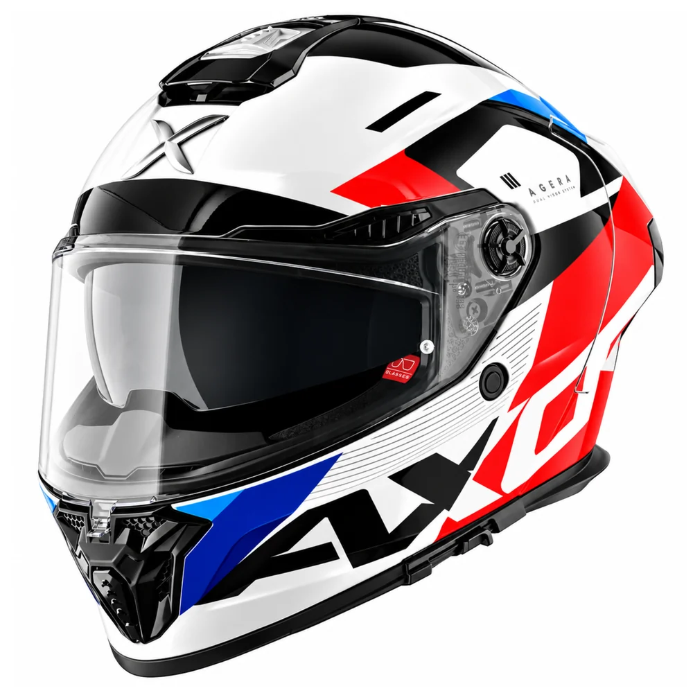 Axor Agera Rush Full Face Helmet With Spoiler - White Red - Image 2