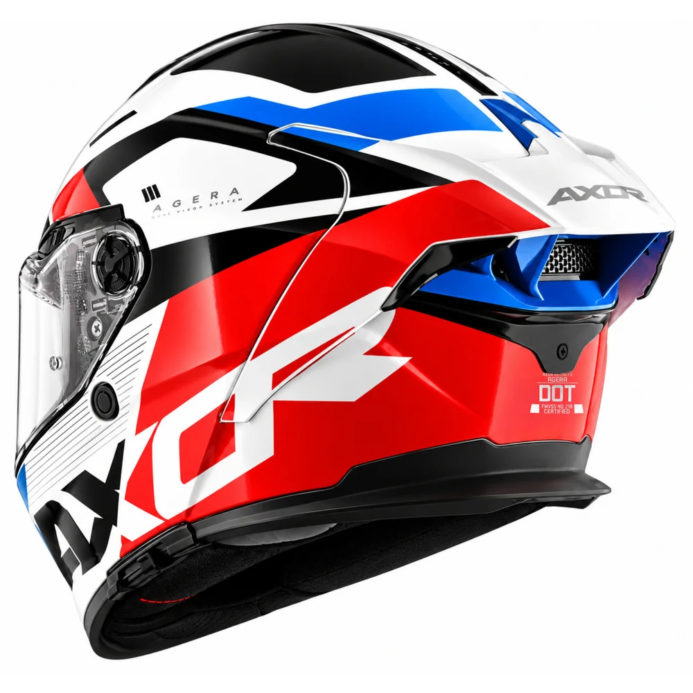 Axor Agera Rush Full Face Helmet With Spoiler - White Red - Image 8
