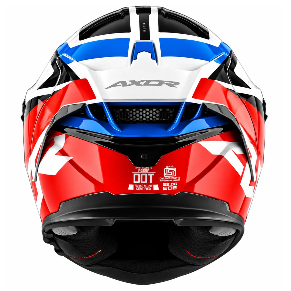 Axor Agera Rush Full Face Helmet With Spoiler - White Red - Image 7