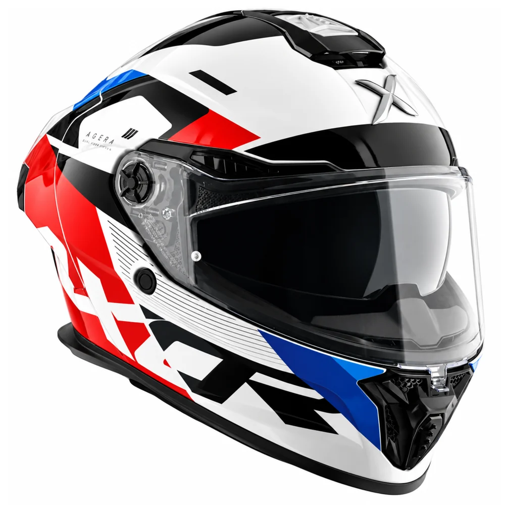 Axor Agera Rush Full Face Helmet With Spoiler - White Red - Image 4