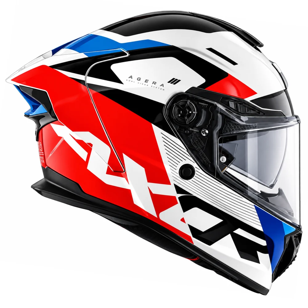 Axor Agera Rush Full Face Helmet With Spoiler - White Red - Image 5