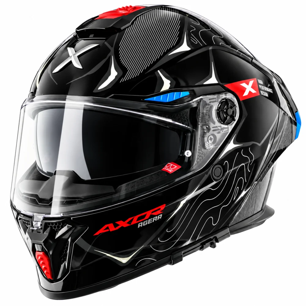 Axor Agera Raiz Full Face Helmet With Spoiler - Black Grey - Image 2