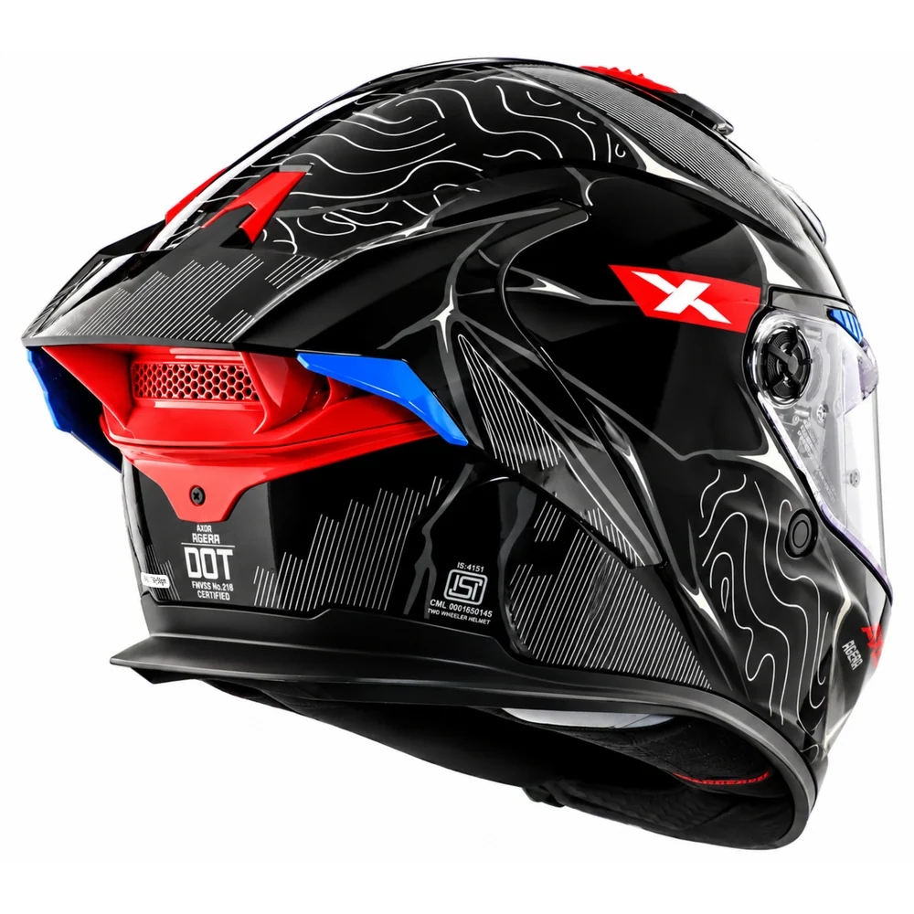 Axor Agera Raiz Full Face Helmet With Spoiler - Black Grey - Image 6