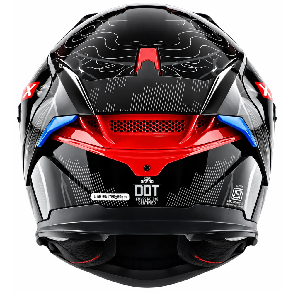 Axor Agera Raiz Full Face Helmet With Spoiler - Black Grey - Image 7