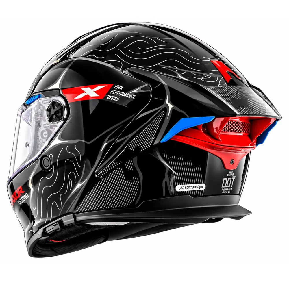 Axor Agera Raiz Full Face Helmet With Spoiler - Black Grey - Image 8