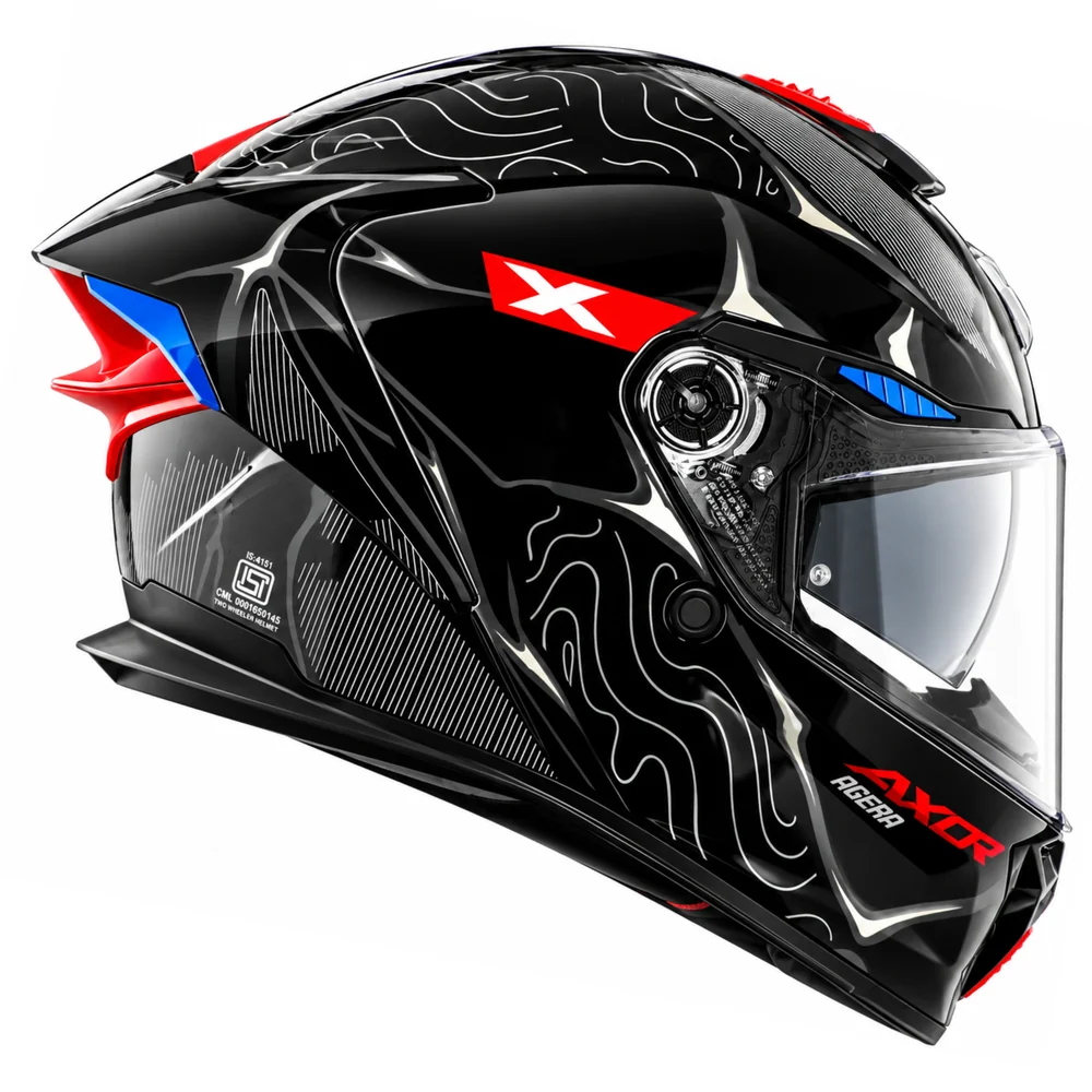 Axor Agera Raiz Full Face Helmet With Spoiler - Black Grey - Image 5