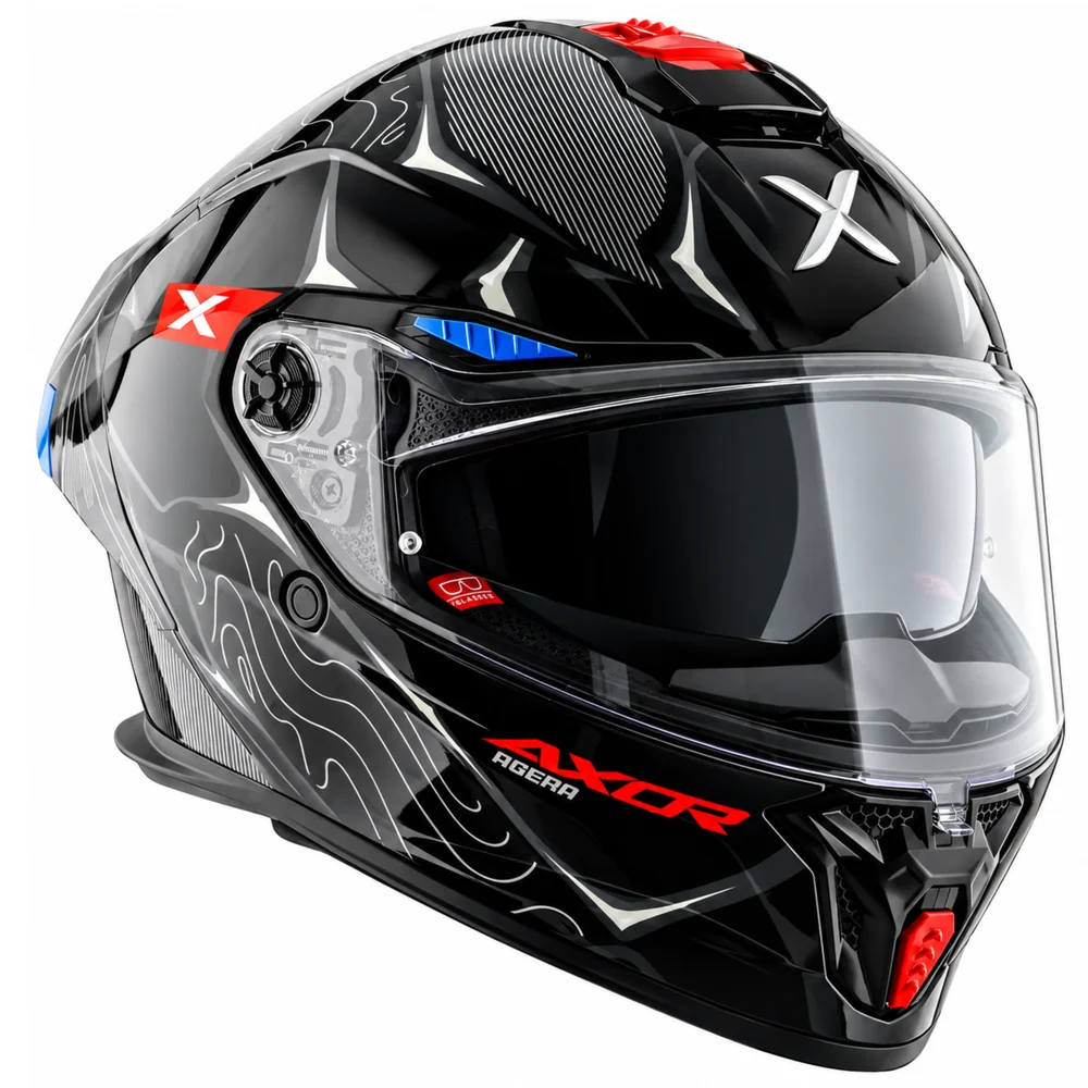 Axor Agera Raiz Full Face Helmet With Spoiler - Black Grey - Image 4