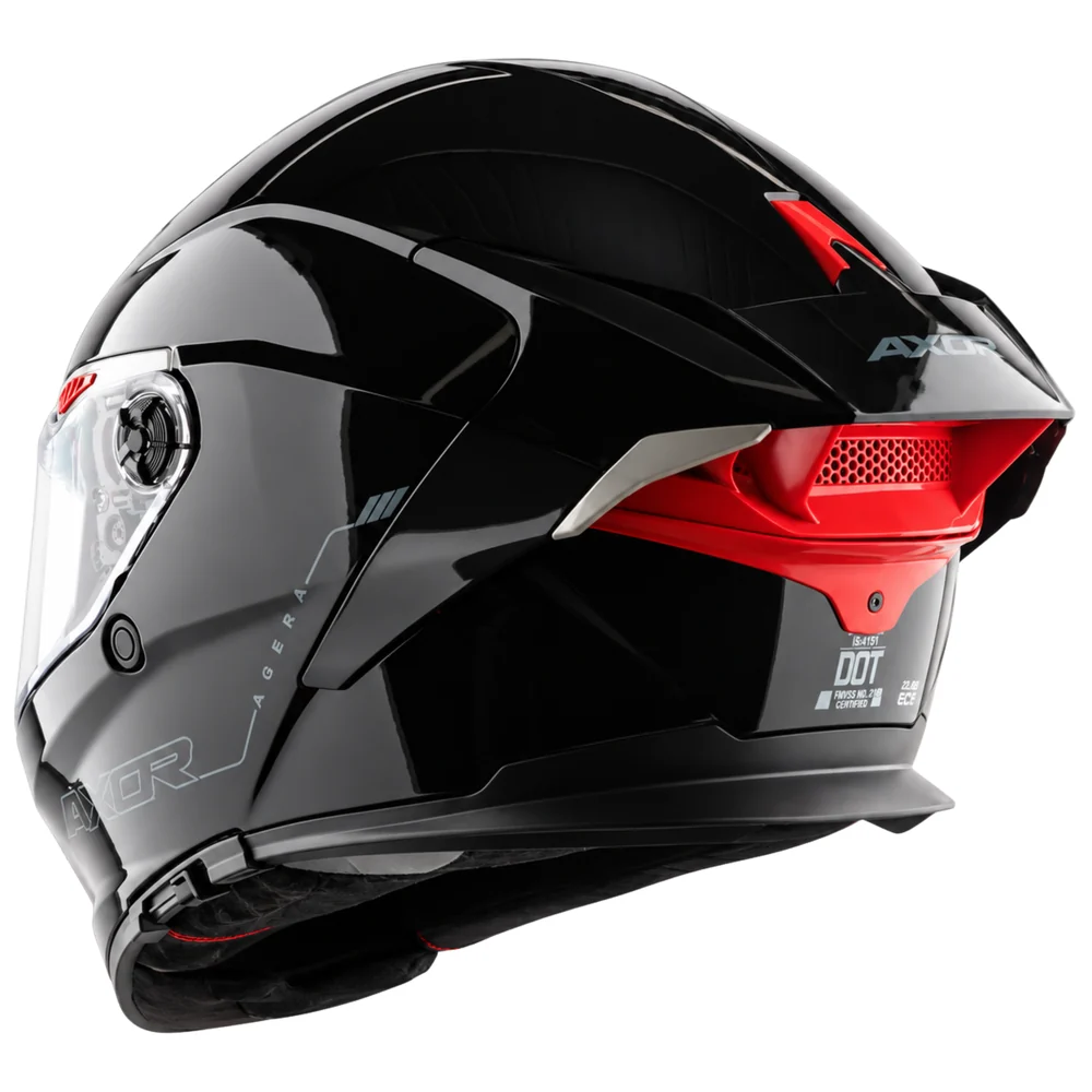 Axor Agera Full Face Helmet With Spoiler - Gloss Black - Image 8