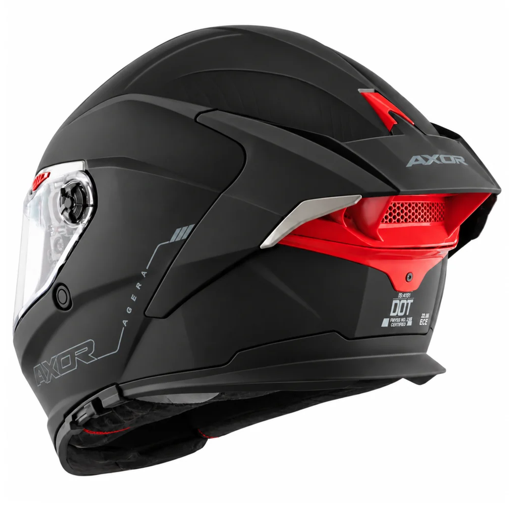 Axor Agera Full Face Helmet With Spoiler - Dull Black - Image 5
