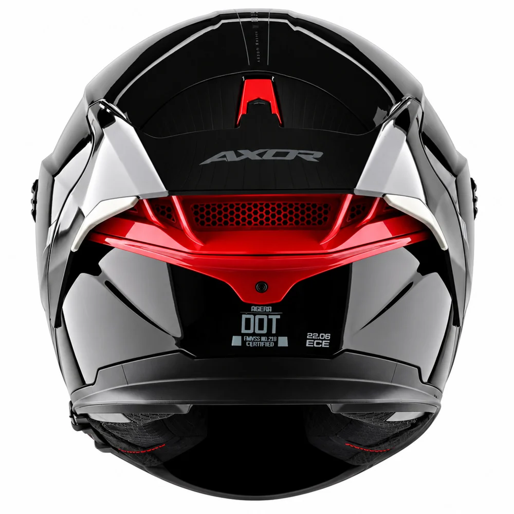Axor Agera Full Face Helmet With Spoiler - Gloss Black - Image 9
