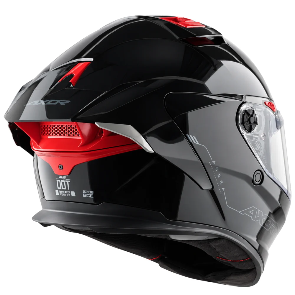 Axor Agera Full Face Helmet With Spoiler - Gloss Black - Image 6